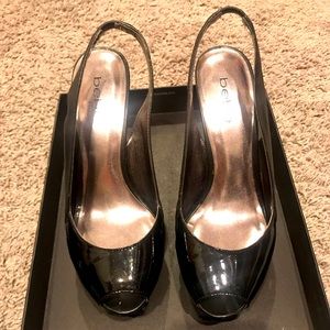 BEBE Zahara Black leather high heels SIZE 8